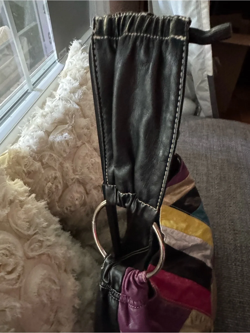 Y2K Multi-Color Patchwork Leather Hobo Bag
